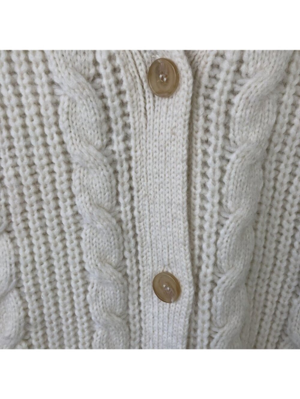 Jenni Kayne Cardigan Sweater Womens L Ivory Alpaca Wool Cable Knit Luxury Chunky - Picture 14 of 16